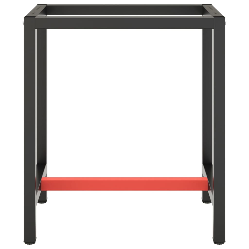 vidaXL Werkbankgestell Mattschwarz und Mattrot 70x50x79 cm Metall