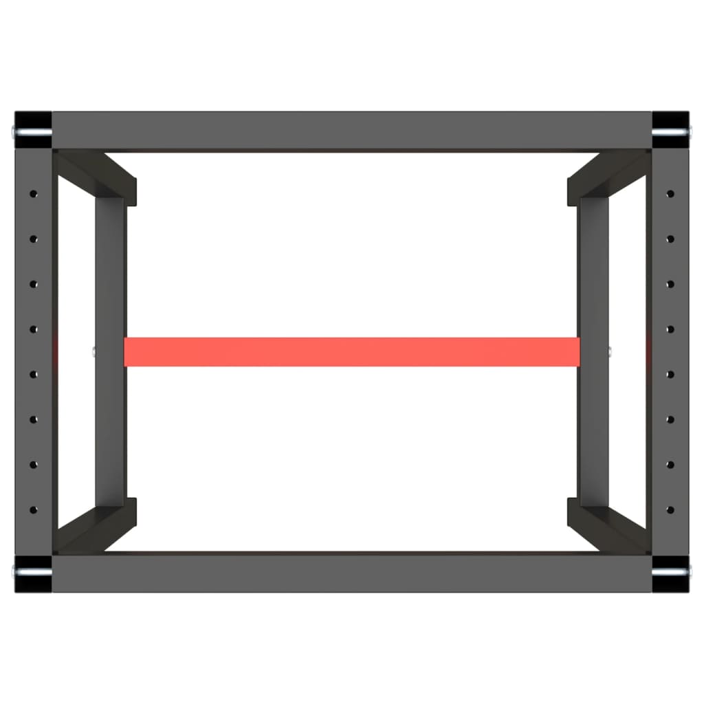 vidaXL Werkbankgestell Mattschwarz und Mattrot 70x50x79 cm Metall