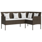 vidaXL 5-tlg. Sofagarnitur in L-Form mit Kissen Poly Rattan Braun