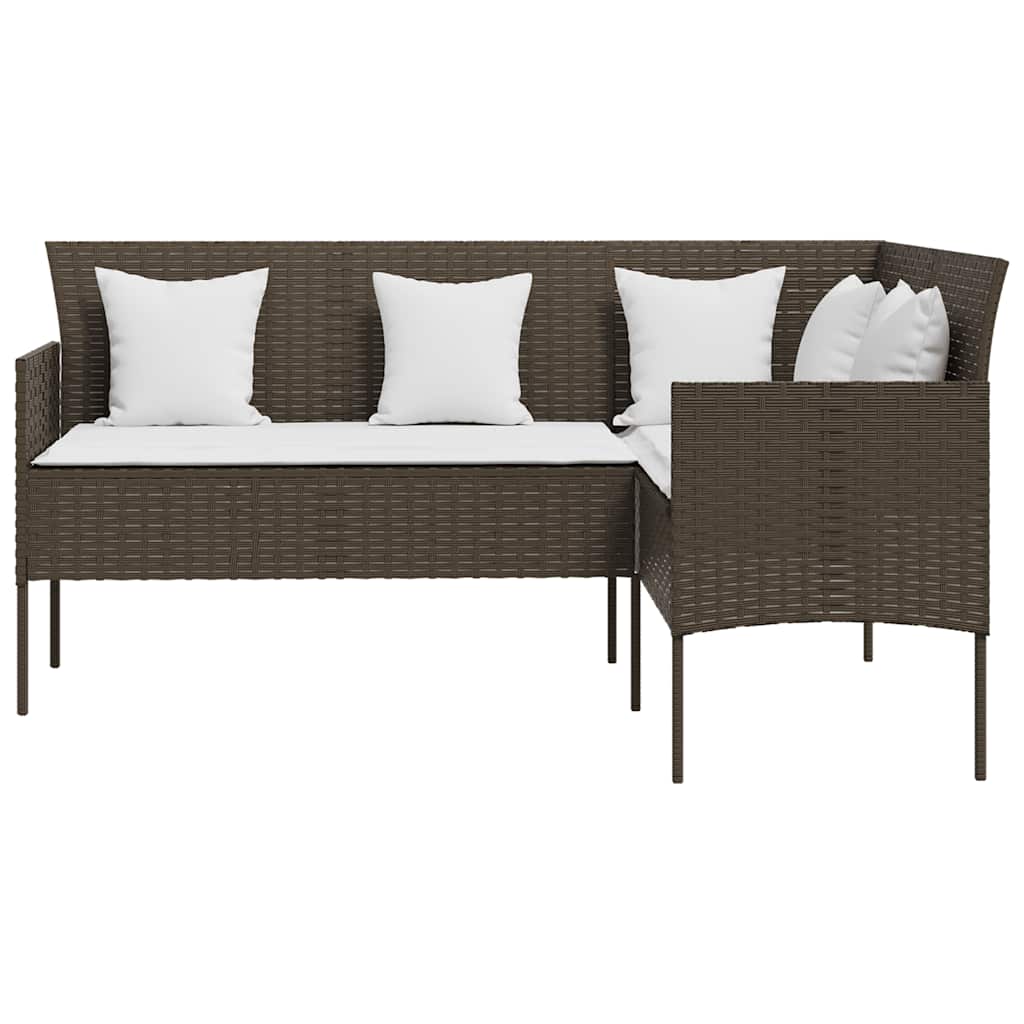 vidaXL 5-tlg. Sofagarnitur in L-Form mit Kissen Poly Rattan Braun