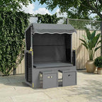 vidaXL Strandkorb mit Dach Polyrattan & Massivholz Anthrazit & Schwarz