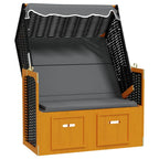 vidaXL Strandkorb mit Dach Poly Rattan & Massivholz Schwarz Anthrazit
