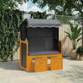 vidaXL Strandkorb mit Dach Poly Rattan & Massivholz Schwarz Anthrazit