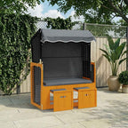 vidaXL Strandkorb mit Dach Poly Rattan & Massivholz Schwarz Anthrazit