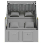 vidaXL Strandkorb mit Kissen Poly Rattan und Massivholz Grau