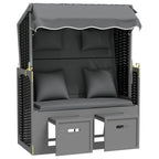 vidaXL Strandkorb mit Kissen Poly Rattan Massivholz Anthrazit Schwarz