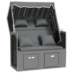 vidaXL Strandkorb mit Kissen Poly Rattan Massivholz Anthrazit Schwarz