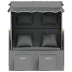 vidaXL Strandkorb mit Kissen Poly Rattan Massivholz Anthrazit Schwarz