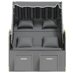 vidaXL Strandkorb mit Kissen Poly Rattan Massivholz Anthrazit Schwarz