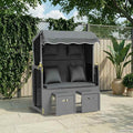 vidaXL Strandkorb mit Kissen Poly Rattan Massivholz Anthrazit Schwarz