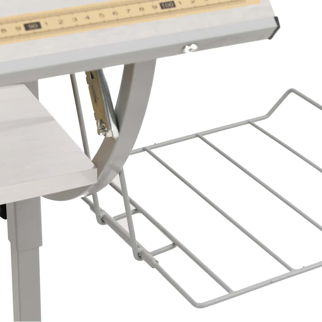 vidaXL Basteltisch Weiß & Grau 110x53x(58-87) cm Holzwerkstoff & Stahl