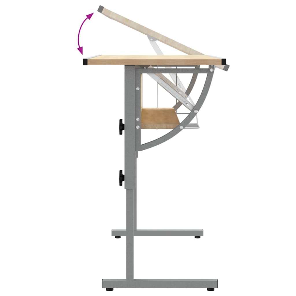 vidaXL Basteltisch Sonoma Eiche & Grau 110x53x(58-87) cm Holzwerkstoff