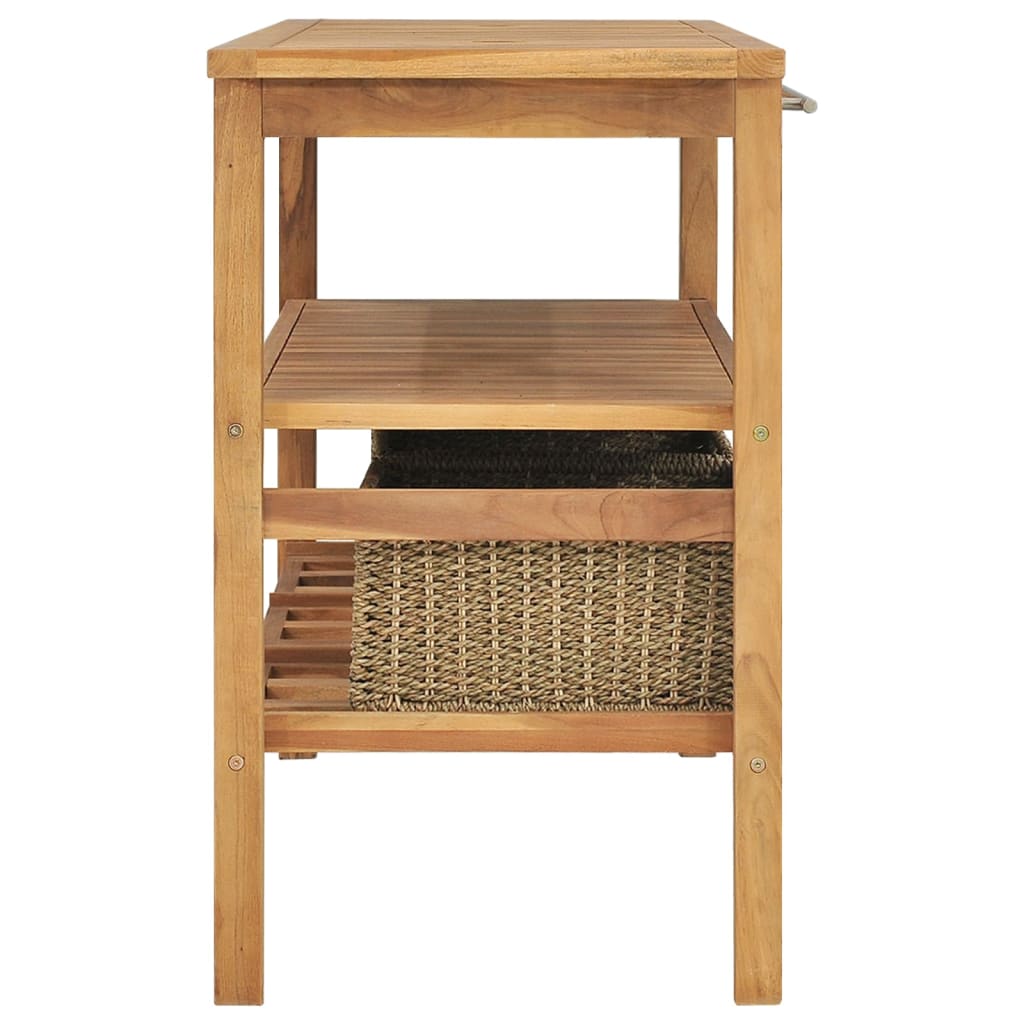 vidaXL Waschtisch mit 3 Körben Massivholz Teak 132x45x75cm