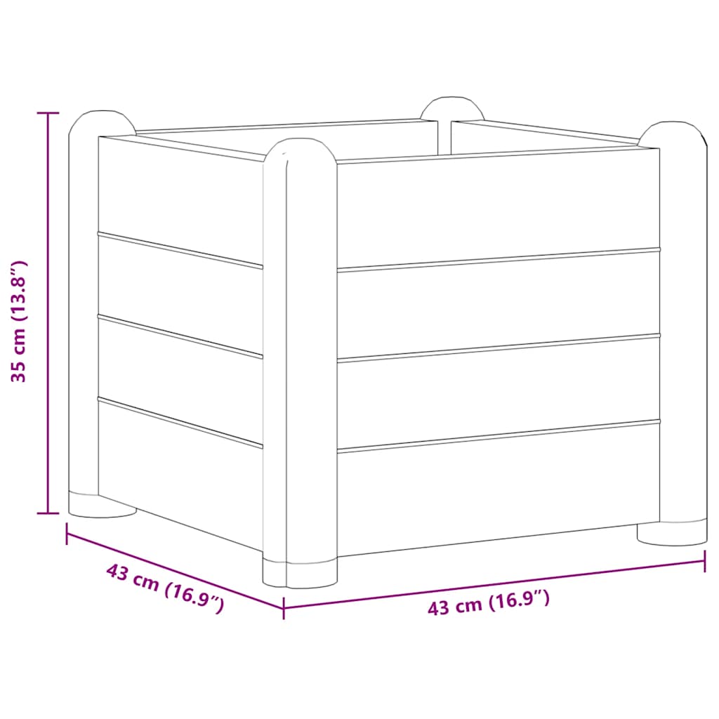 vidaXL Garten-Hochbeet PP Stein Grau 43x43x35 cm
