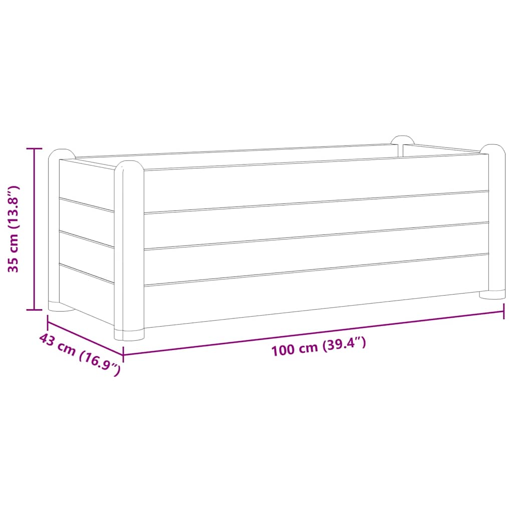 vidaXL Garten-Hochbeet PP Steingrau 100x43x35 cm