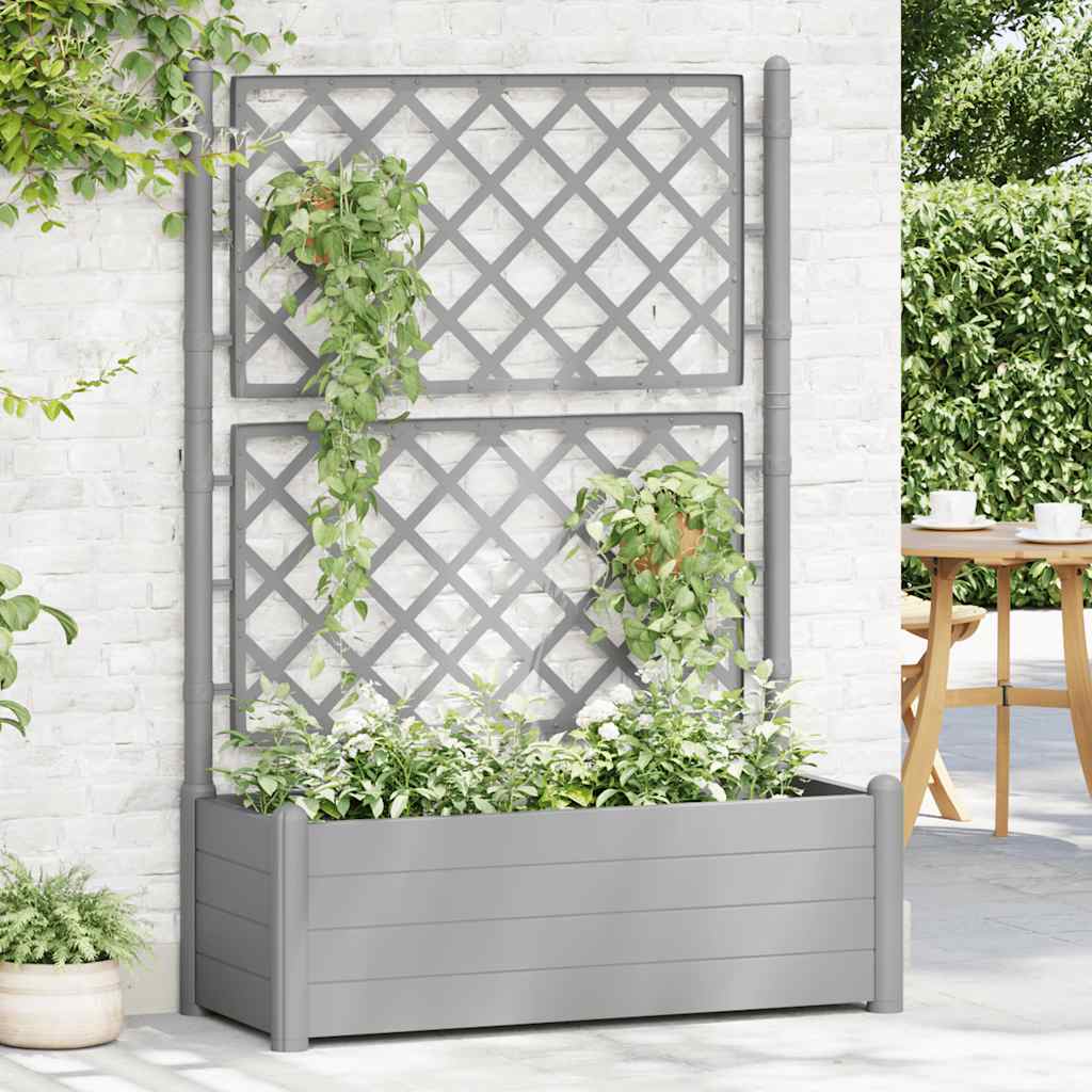 vidaXL Pflanzkübel mit Spalier 100x43x142 cm PP Steingrau