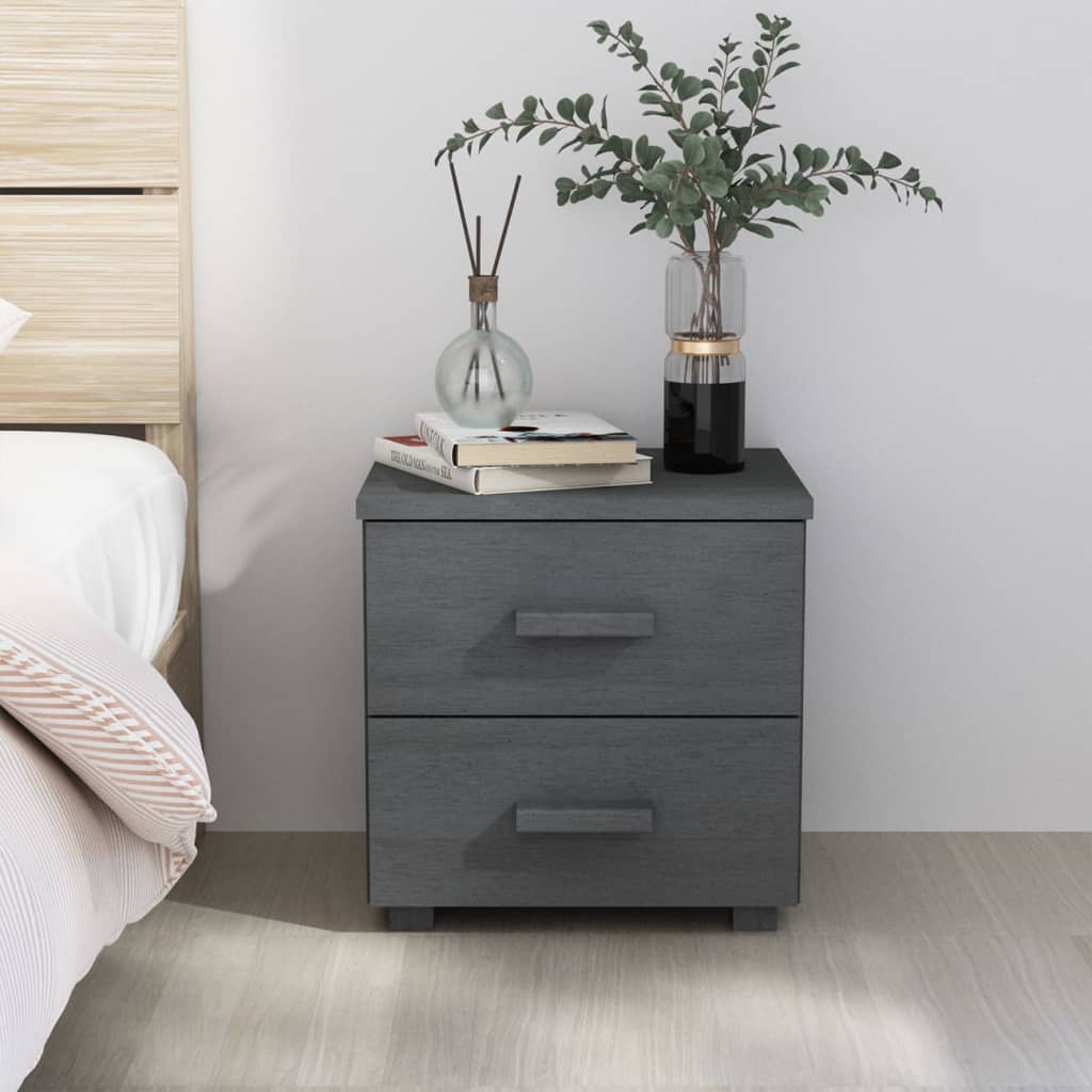 vidaXL Nachttisch HAMAR Dunkelgrau 40x35x44,5 cm Massivholz Kiefer
