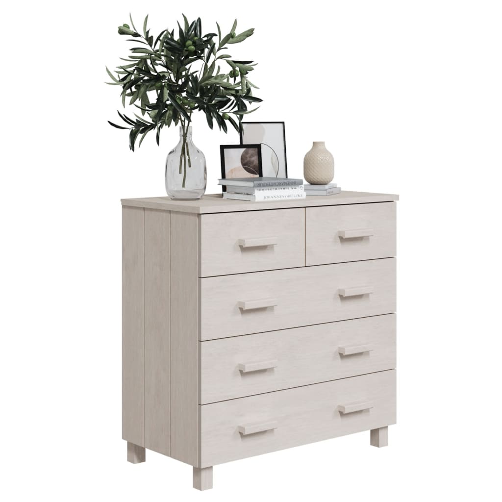 vidaXL Sideboard HAMAR Weiß 79x40x80 cm Massivholz Kiefer