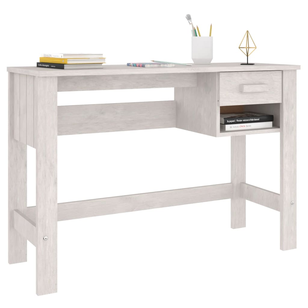 vidaXL Schreibtisch HAMAR Weiß 110x40x75 cm Massivholz Kiefer