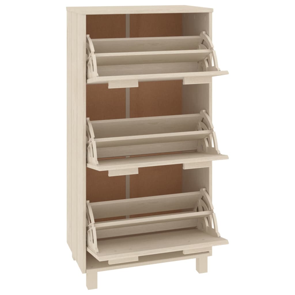 vidaXL Schuhschrank HAMAR Honigbraun 59,5x35x117 cm Massivholz Kiefer
