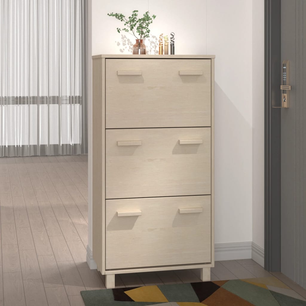 vidaXL Schuhschrank HAMAR Honigbraun 59,5x35x117 cm Massivholz Kiefer