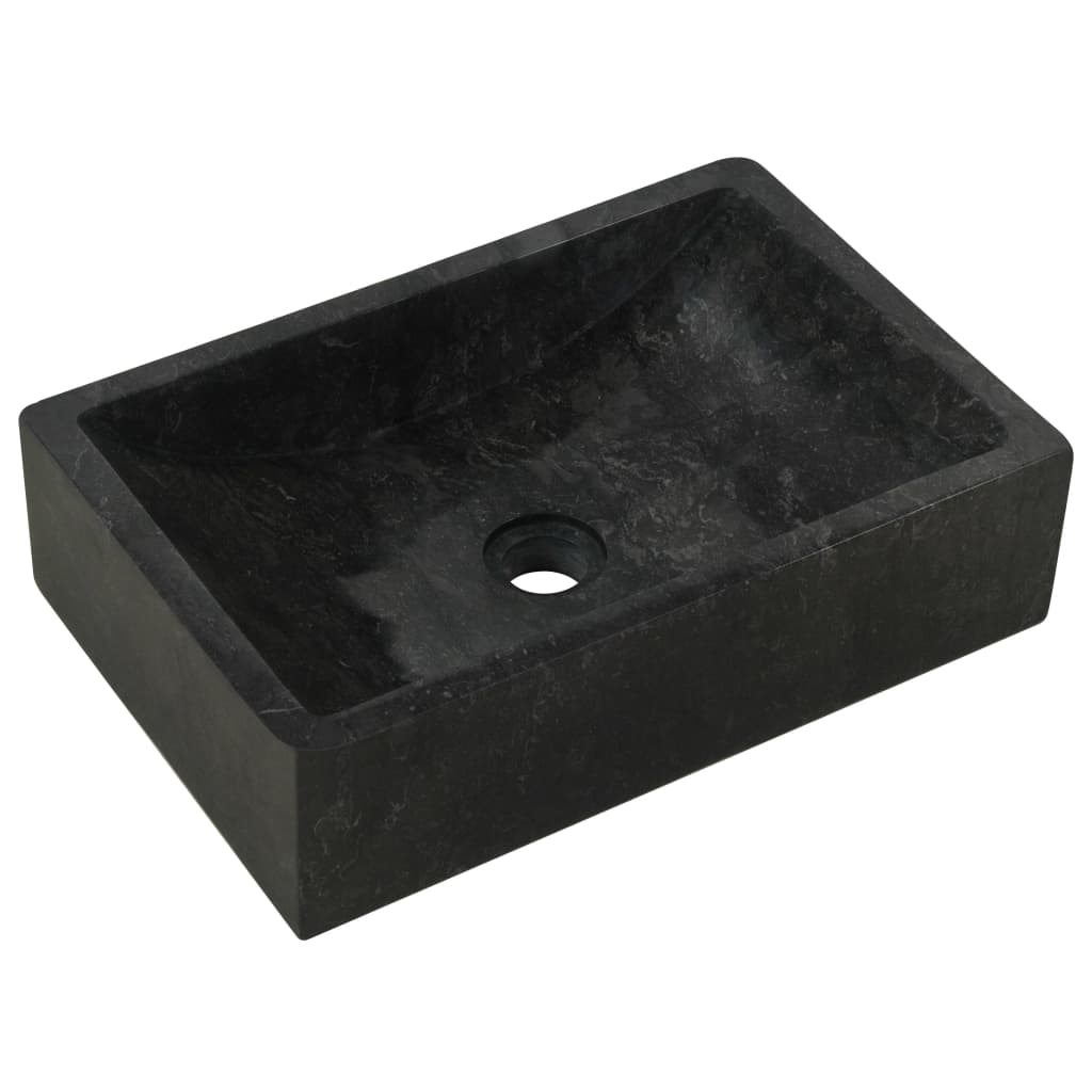 vidaXL Waschtisch mit Schwarzen Marmorbecken Massivholz Teak
