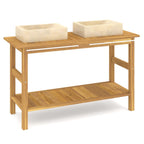 vidaXL Waschtisch mit Creme Marmorbecken Massivholz Teak