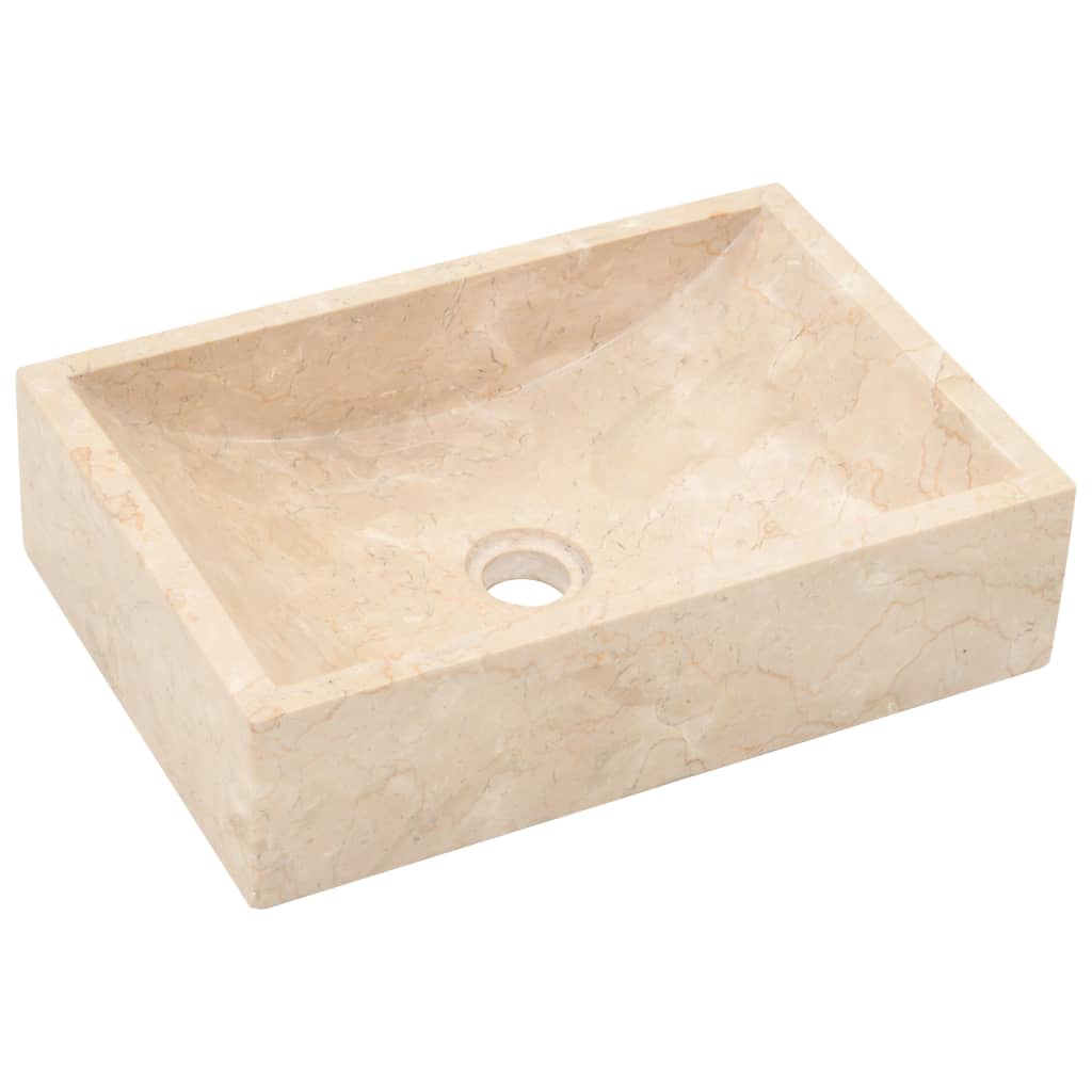 vidaXL Waschtisch mit Creme Marmorbecken Massivholz Teak