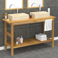 vidaXL Waschtisch mit Creme Marmorbecken Massivholz Teak
