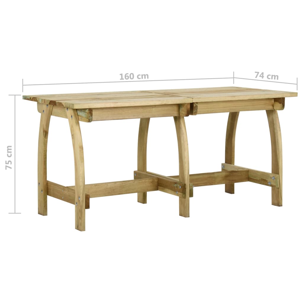 vidaXL Gartentisch 160x74x75 cm Kiefernholz Imprägniert