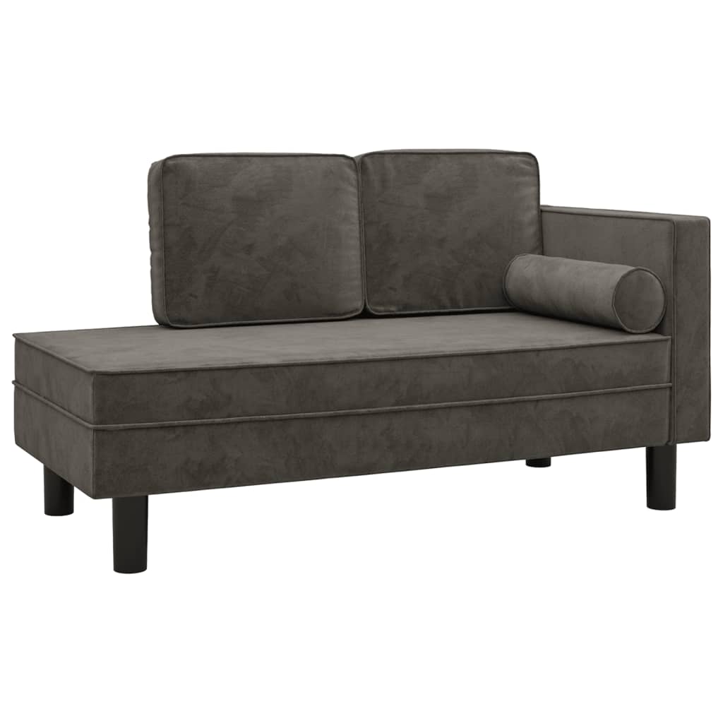 vidaXL Chaiselongue mit Kissen und Nackenrolle Dunkelgrau Samt