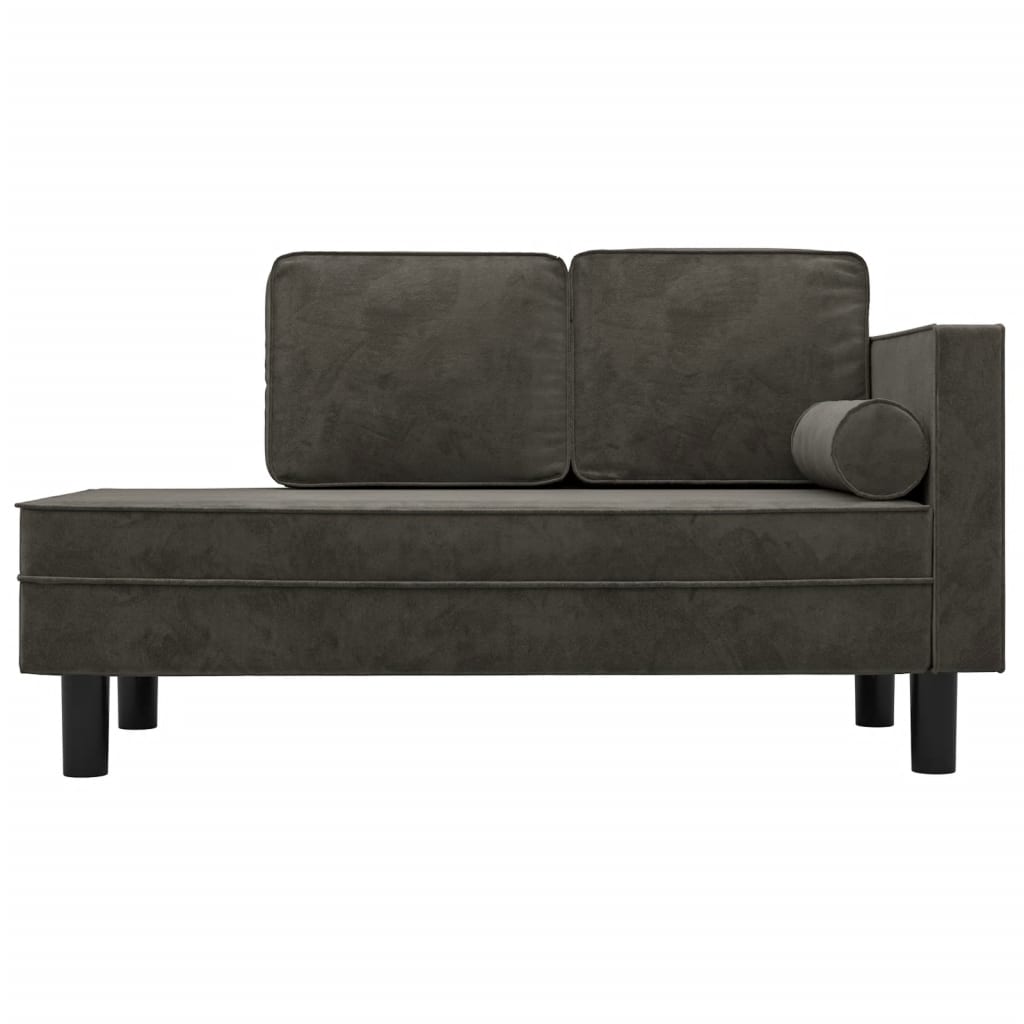 vidaXL Chaiselongue mit Kissen und Nackenrolle Dunkelgrau Samt