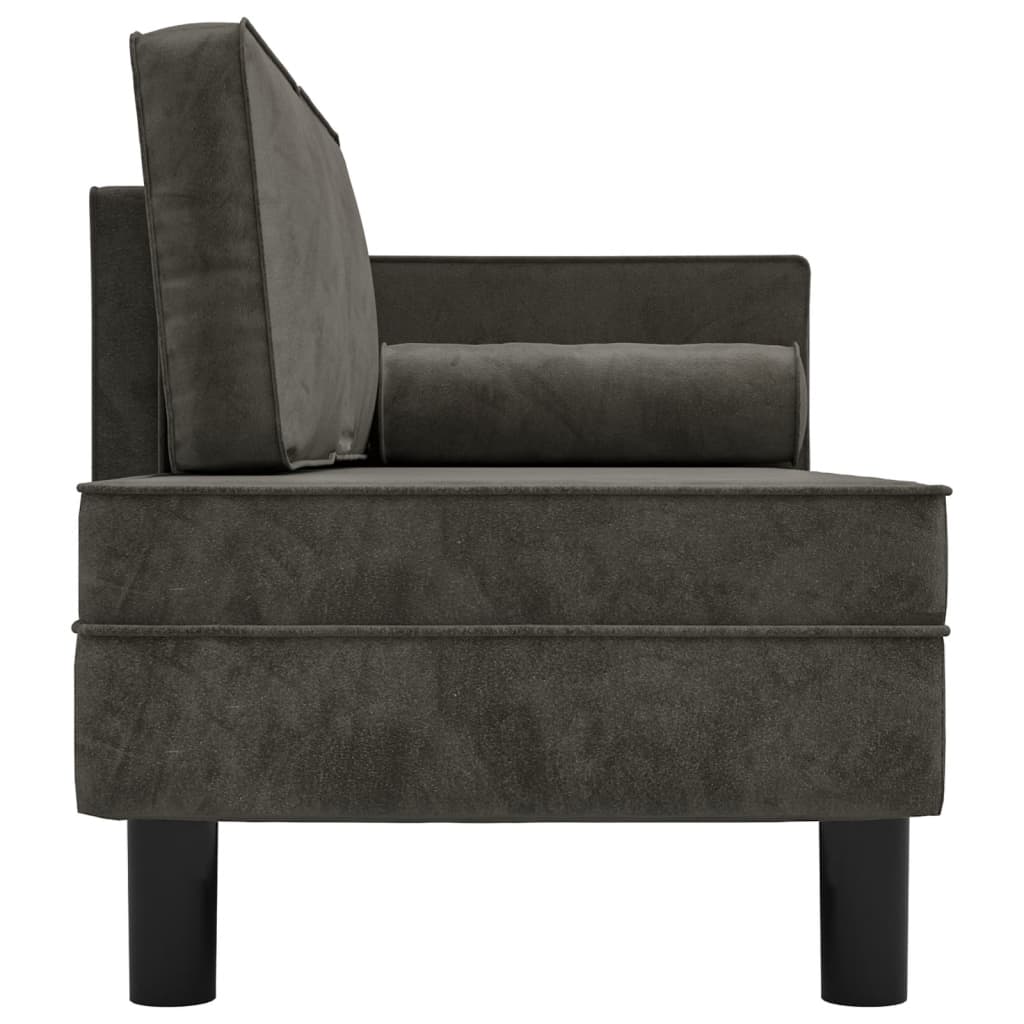 vidaXL Chaiselongue mit Kissen und Nackenrolle Dunkelgrau Samt