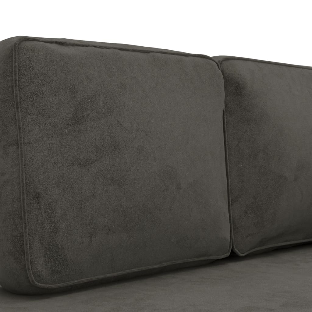 vidaXL Chaiselongue mit Kissen und Nackenrolle Dunkelgrau Samt