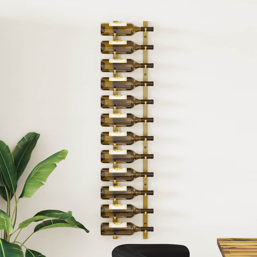 vidaXL Wand-Weinregal für 12 Flaschen Golden Eisen