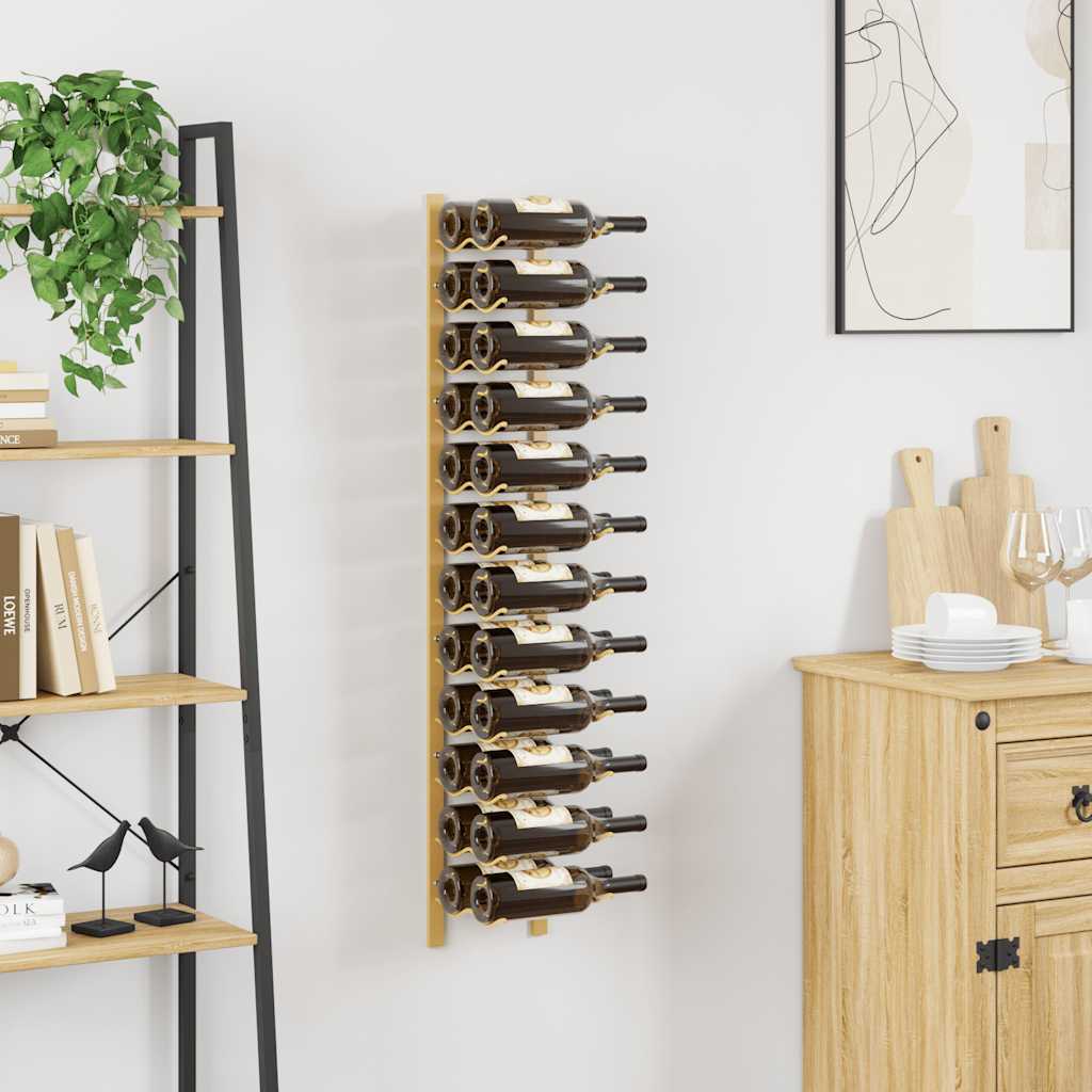 vidaXL Wand-Weinregal für 24 Flaschen Golden Eisen