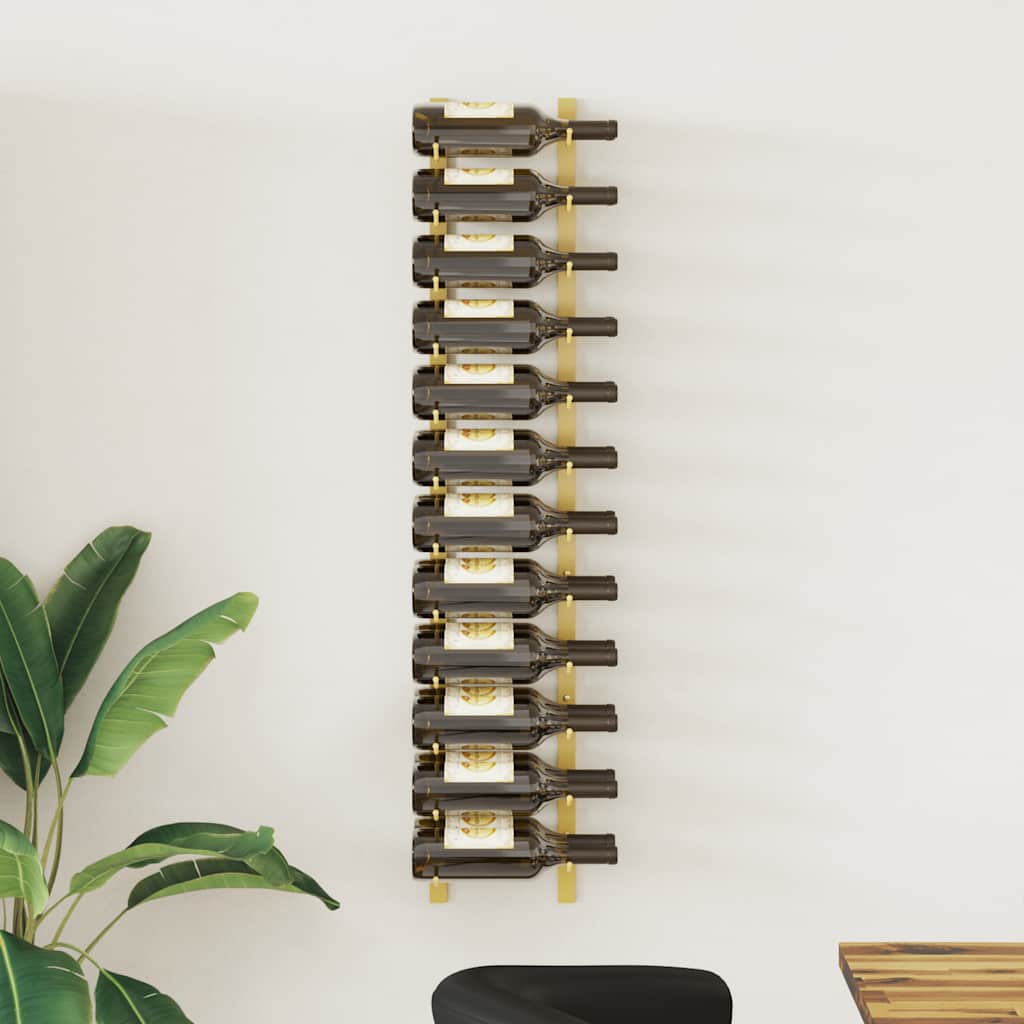 vidaXL Wand-Weinregal für 24 Flaschen Golden Eisen