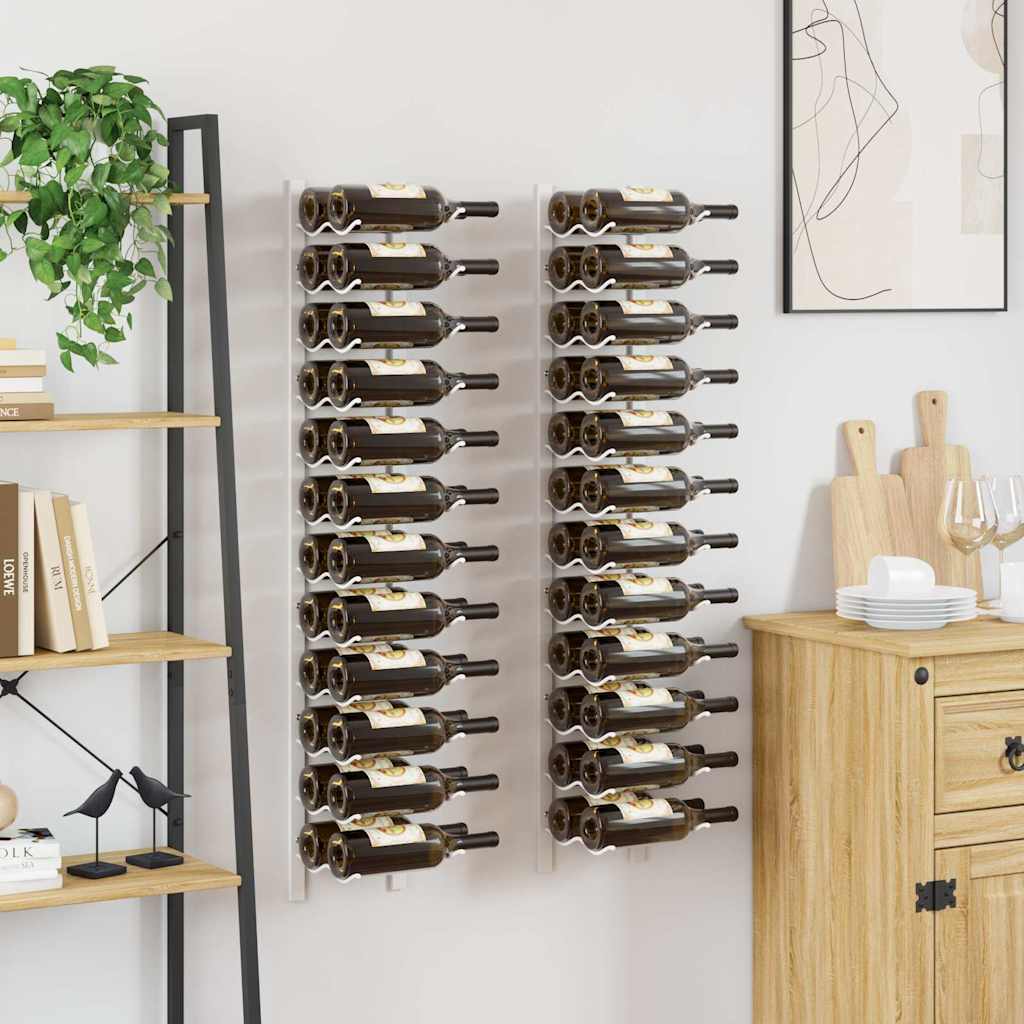vidaXL Wand-Weinregal für 24 Flaschen 2 Stk. Weiß Eisen