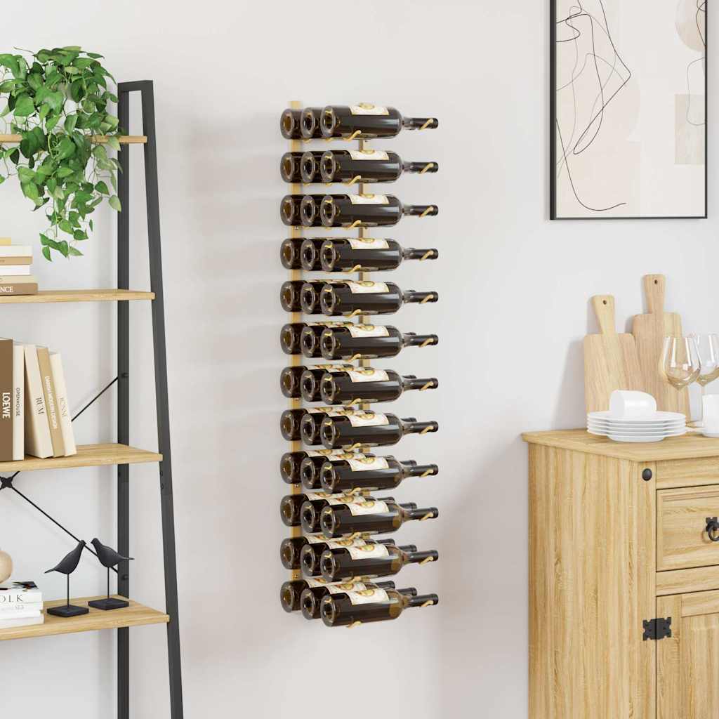 vidaXL Wand-Weinregal für 36 Flaschen Golden Eisen