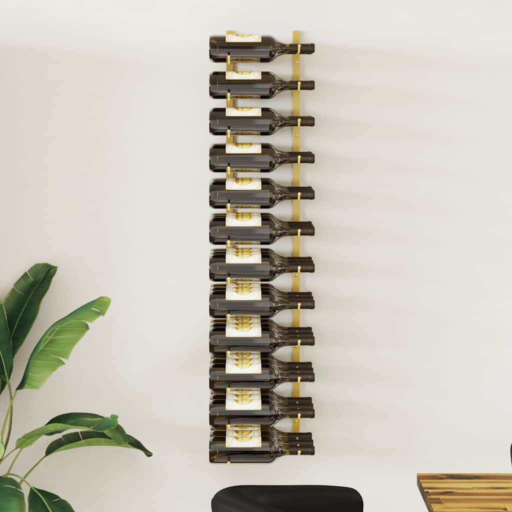 vidaXL Wand-Weinregal für 36 Flaschen Golden Eisen