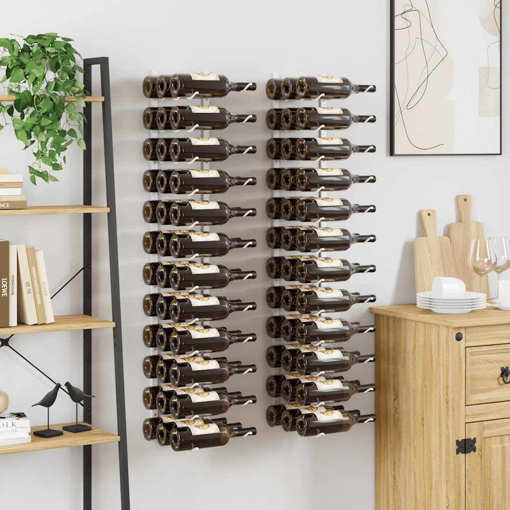 vidaXL Wand-Weinregal für 36 Flaschen 2 Stk. Weiß Eisen