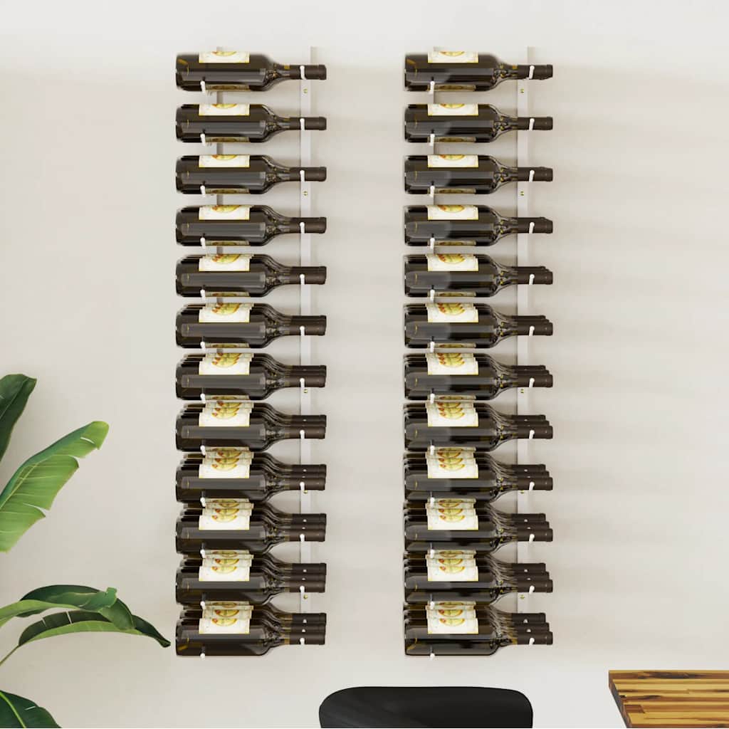 vidaXL Wand-Weinregal für 36 Flaschen 2 Stk. Weiß Eisen
