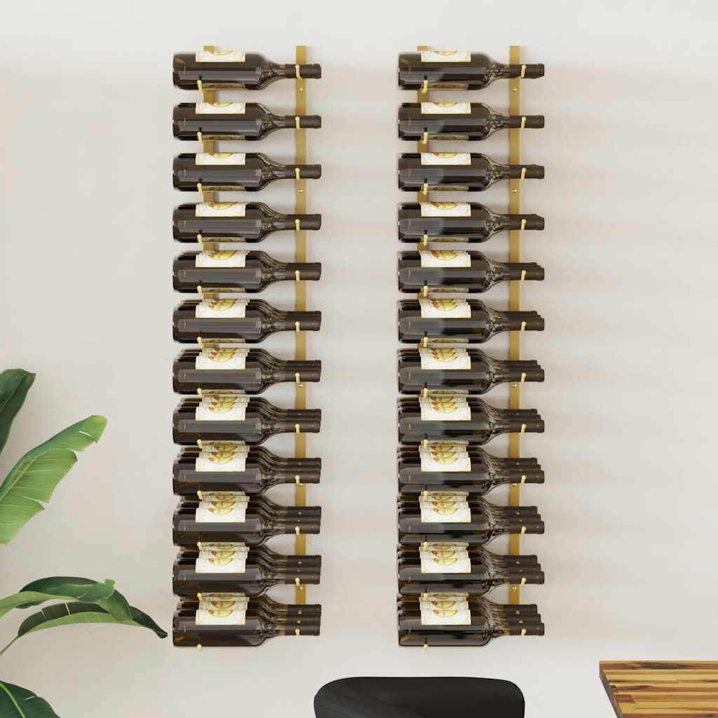 vidaXL Wand-Weinregal für 36 Flaschen 2 Stk. Golden Eisen