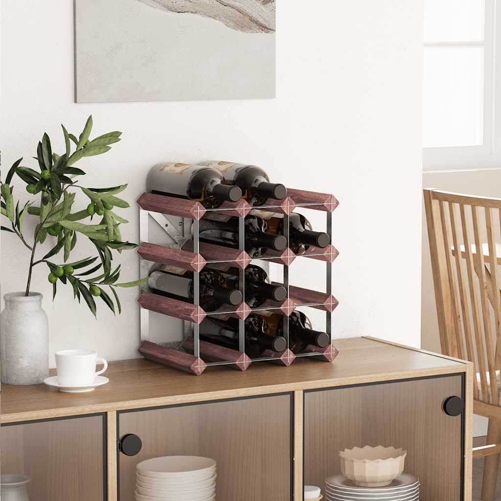 vidaXL Weinregal für 12 Flaschen Braun Massivholz Kiefer