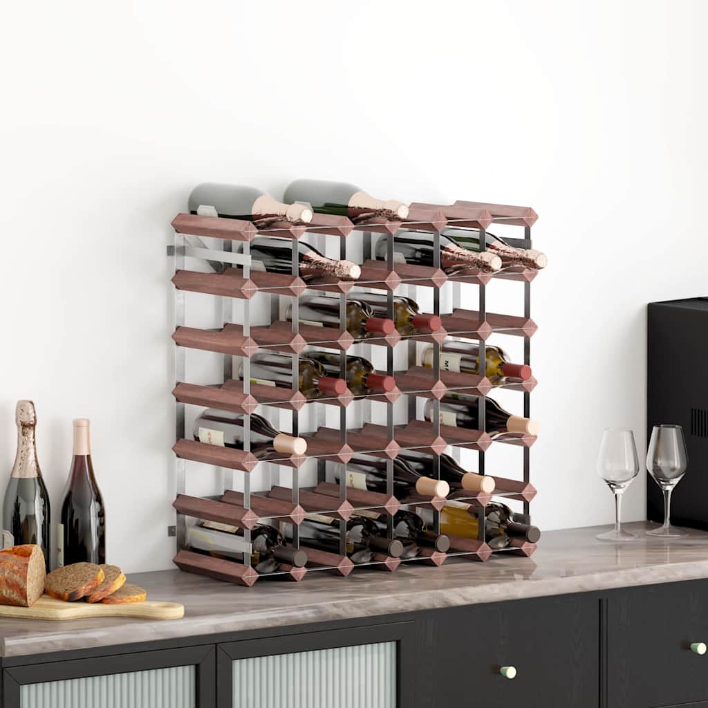 vidaXL Weinregal für 42 Flaschen Braun Massivholz Kiefer