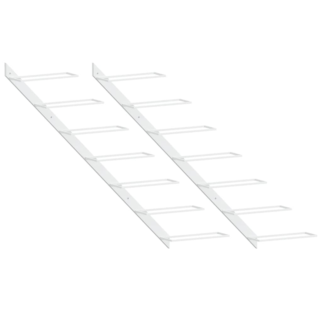 vidaXL Wand-Weinregale für 7 Flaschen 2 Stk. Weiß Metall