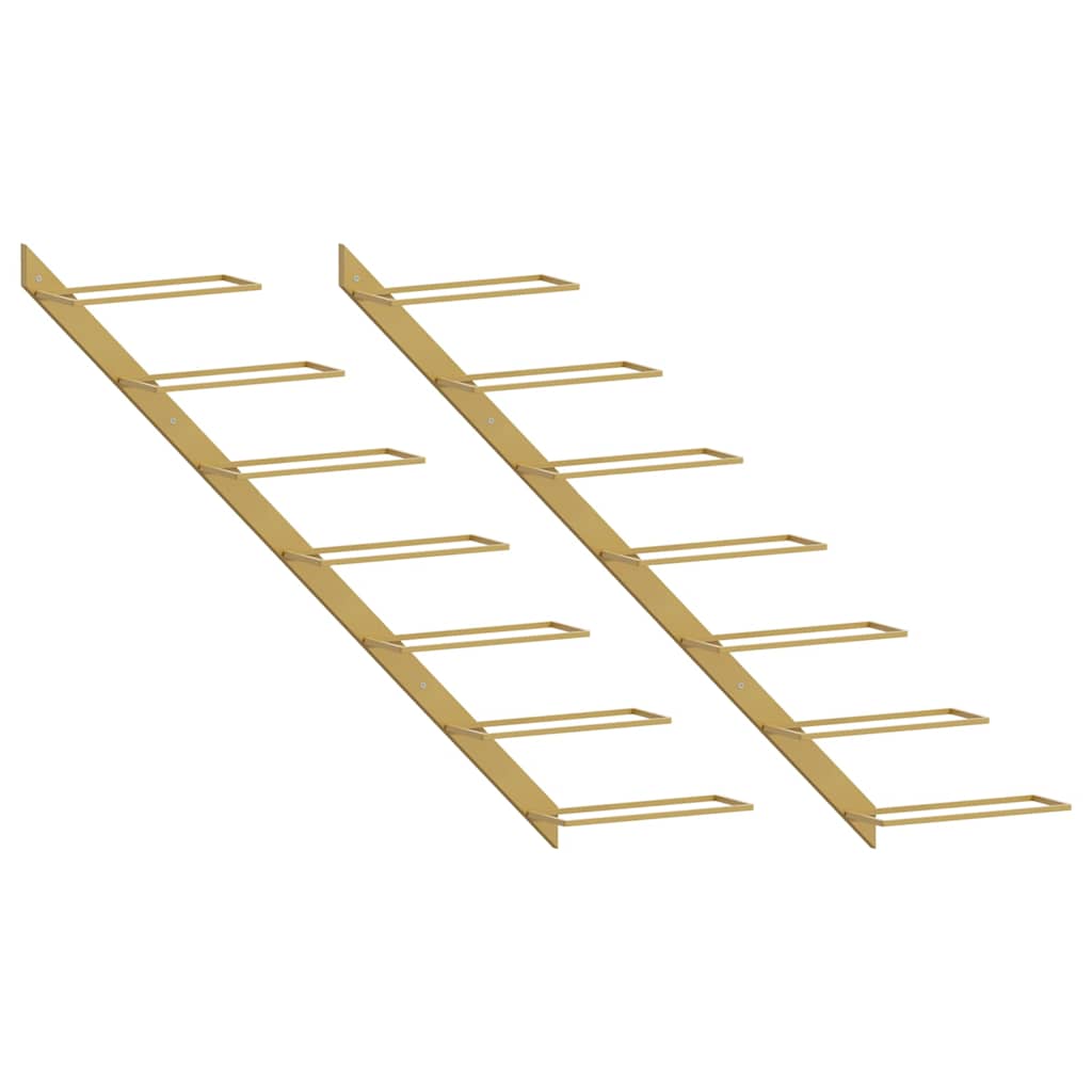 vidaXL Wand-Weinregale für 7 Flaschen 2 Stk. Golden Metall