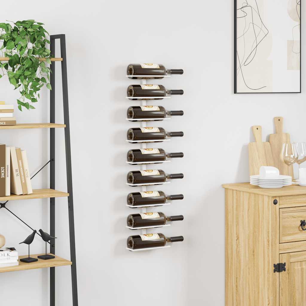 vidaXL Wand-Weinregal für 9 Flaschen Weiß Eisen