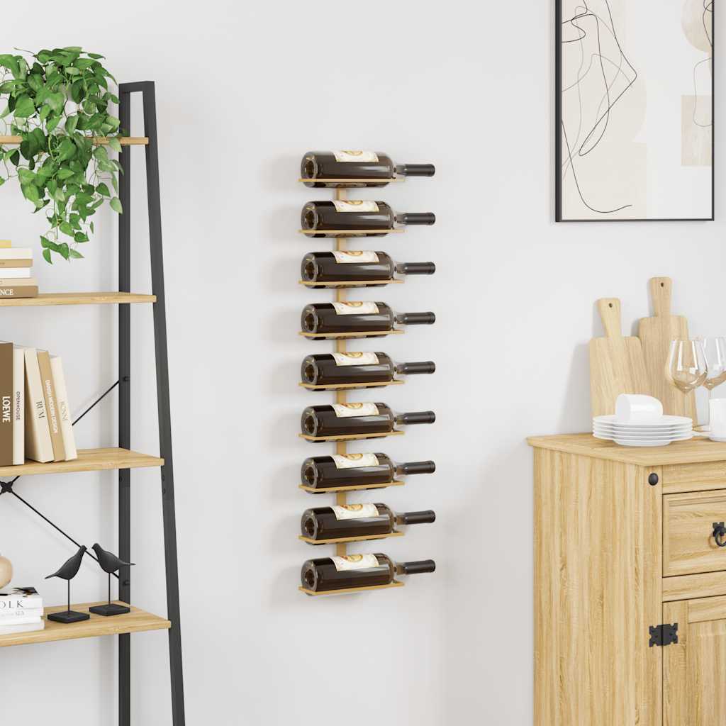 vidaXL Wand-Weinregal für 9 Flaschen Golden Eisen