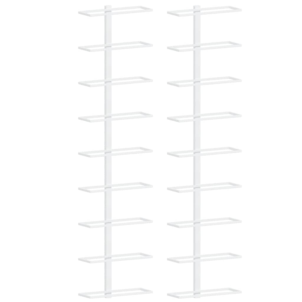 vidaXL Wand-Weinregal für 9 Flaschen 2 Stk. Weiß Eisen